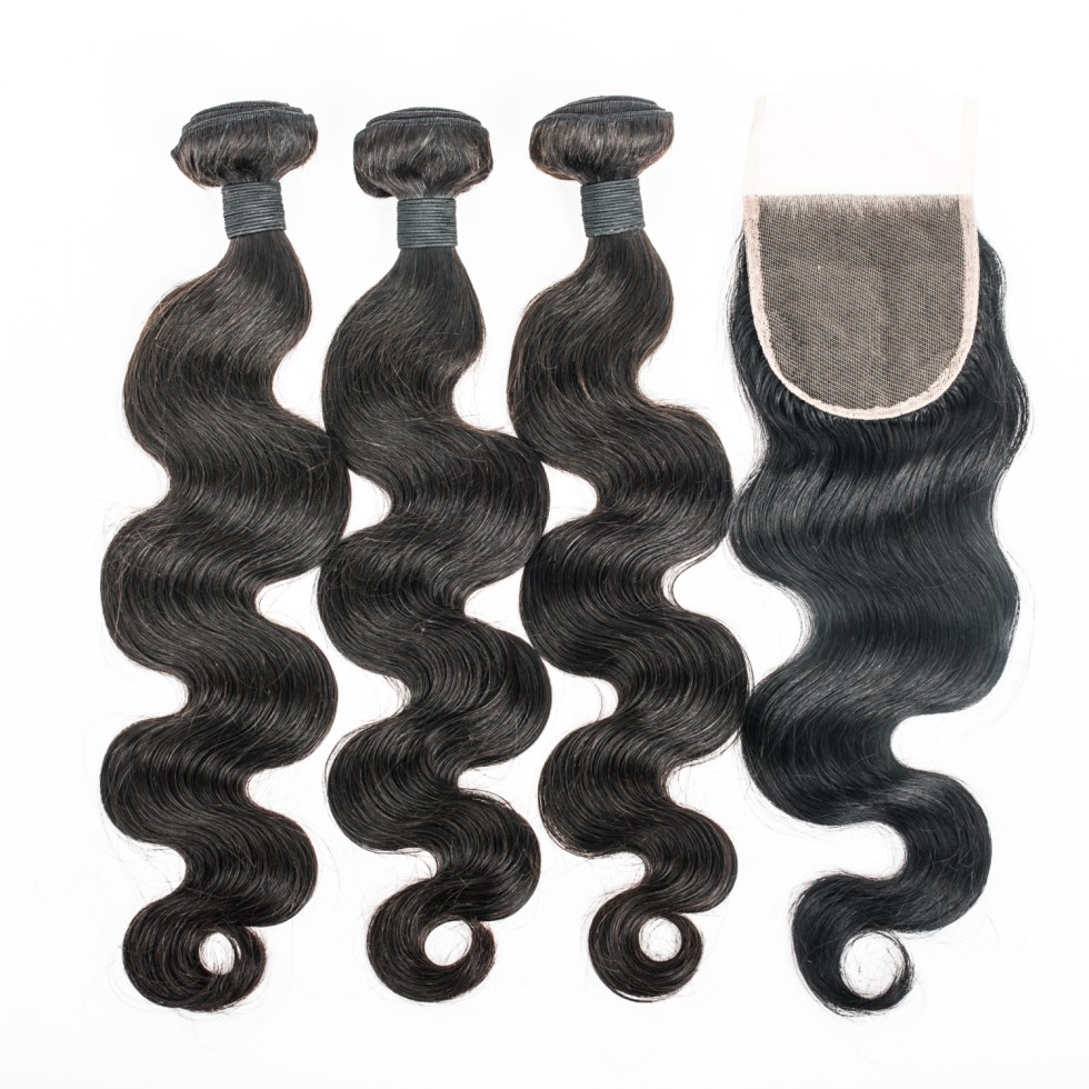 Weave bundle with closure water wave closure mink bundle hair with closure HN 263